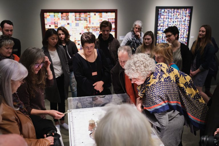 Exhibiting artist Nicoletta Baumeister giving a tour of her show In the Realm of Perception. Photo by Pardeep Singh Exhibiting artist Nicoletta Baumeister giving a tour of her show In the Realm of Perception. Photo by Pardeep Singh