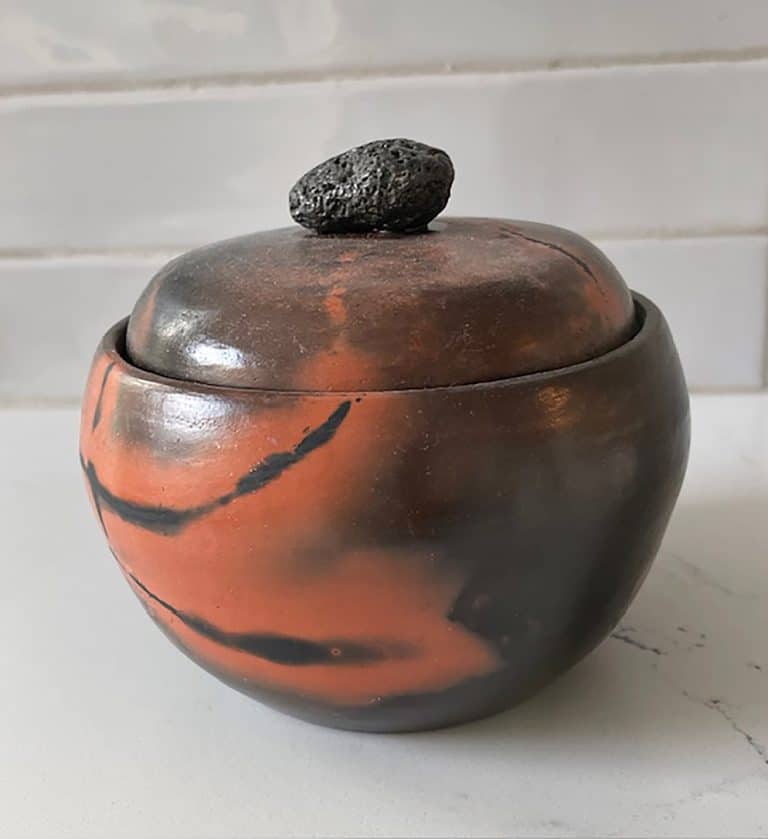 2025 2026 Exhibitions Media Images Tri City Potters Sheila DArcy Fire Dance sawdust fired WEB 768x839