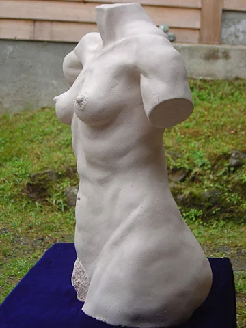 female torso in process clay 19x8x14in